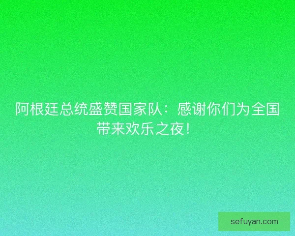 阿根廷总统盛赞国家队：感谢你们为全国带来欢乐之夜！
