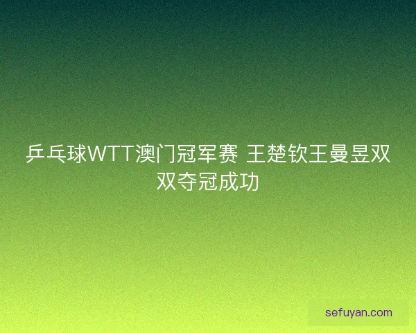 乒乓球WTT澳门冠军赛 王楚钦王曼昱双双夺冠成功