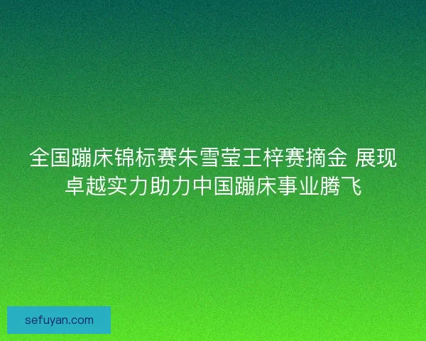 全国蹦床锦标赛朱雪莹王梓赛摘金 展现卓越实力助力中国蹦床事业腾飞